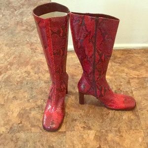 FUNKY RED SNAKESKIN BOOTS